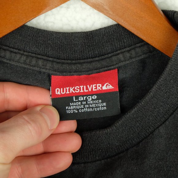 Quiksilver Mens T Shirt Large Vintage Long Sleeve Spell Out Logo Skateboarding - Picture 10 of 10